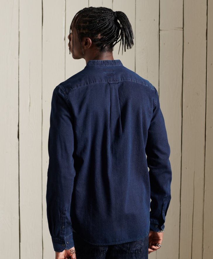 インディゴヘンリーワークウェアシャツ 男性 Superdry 衣類 ライトブルー 2J62PZ235