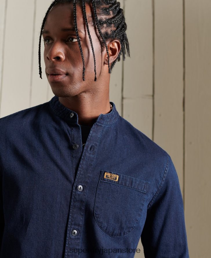 インディゴヘンリーワークウェアシャツ 男性 Superdry 衣類 ライトブルー 2J62PZ235