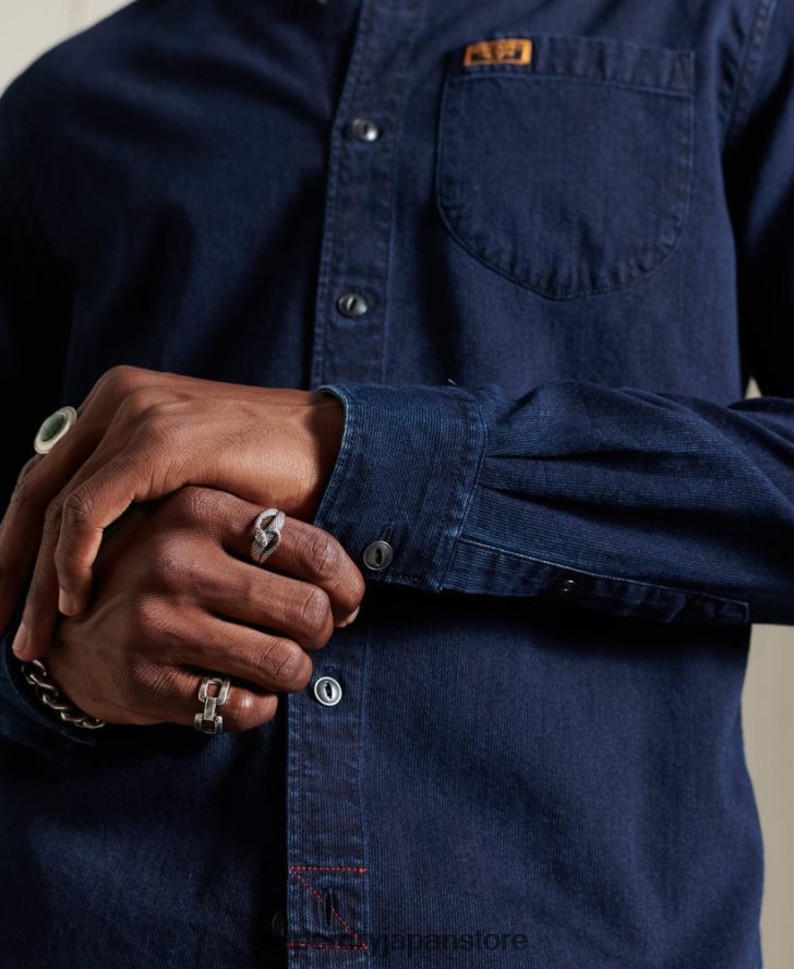 インディゴヘンリーワークウェアシャツ 男性 Superdry 衣類 ライトブルー 2J62PZ235