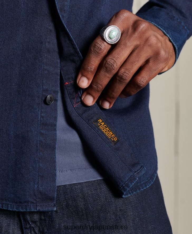 インディゴヘンリーワークウェアシャツ 男性 Superdry 衣類 ライトブルー 2J62PZ235