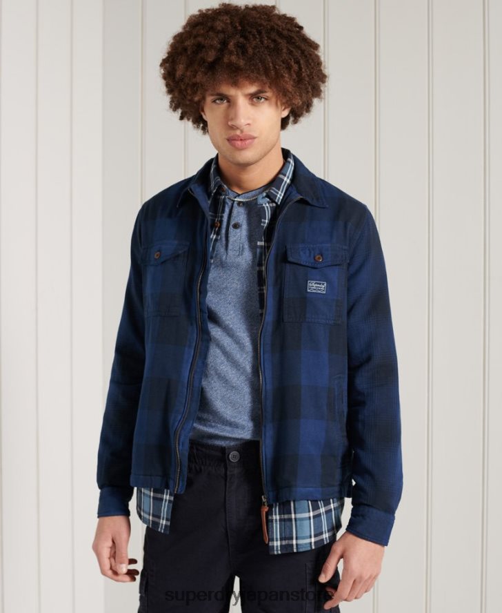 フランネルオーバーシャ​​ツ 男性 Superdry 衣類 青 2J62PZ237
