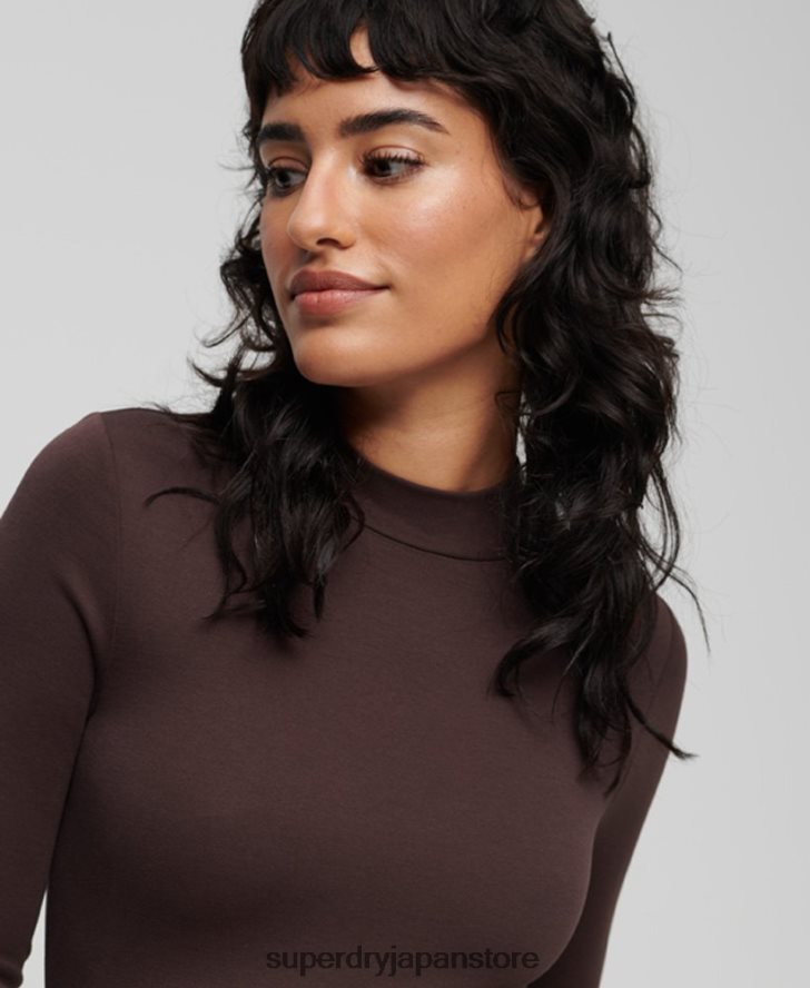 モックネックジャージーミニドレス 女性 Superdry 衣類 茶色 2J62PZ2371