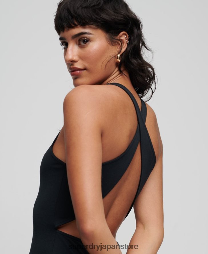ジャージクロスバックミニドレス 女性 Superdry 衣類 黒 2J62PZ2374