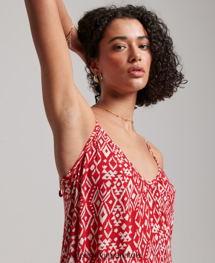 ロングキャミドレス 女性 Superdry 衣類 赤 2J62PZ2376