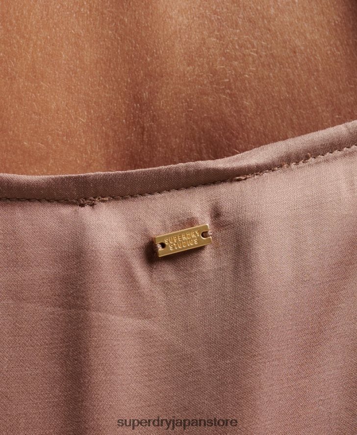 サテンキャミミディドレス 女性 Superdry 衣類 茶色 2J62PZ2377
