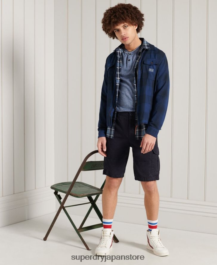 フランネルオーバーシャ​​ツ 男性 Superdry 衣類 青 2J62PZ237