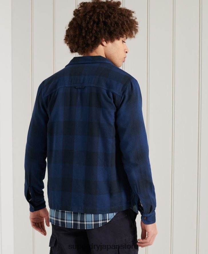 フランネルオーバーシャ​​ツ 男性 Superdry 衣類 青 2J62PZ237