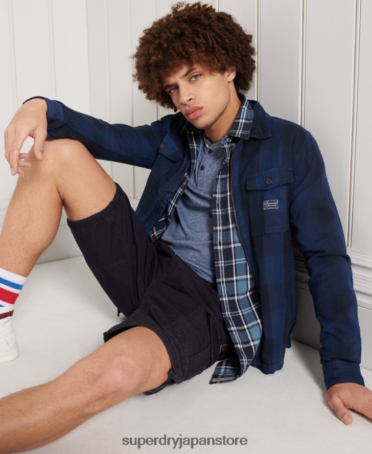 フランネルオーバーシャ​​ツ 男性 Superdry 衣類 青 2J62PZ237