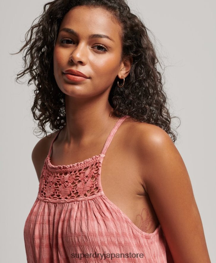 ヴィンテージロングホルターキャミドレス 女性 Superdry 衣類 ピンク 2J62PZ2386