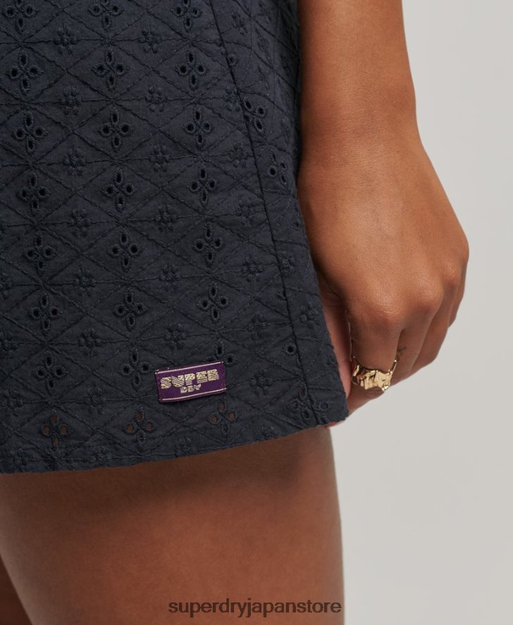 ヴィンテージ ブロデリー ミニドレス 女性 Superdry 衣類 海軍 2J62PZ2387