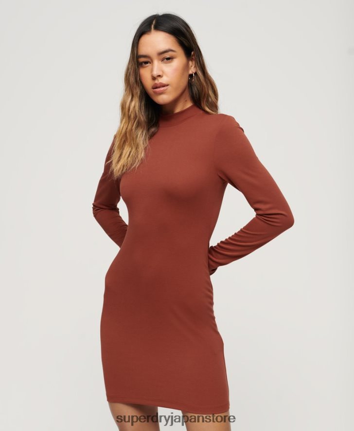 モックネックジャージーミニドレス 女性 Superdry 衣類 赤 2J62PZ2393