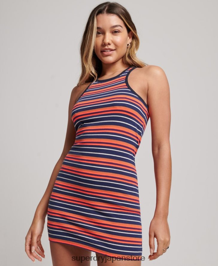 ヴィンテージストライプレーサードレス 女性 Superdry 衣類 コーラル 2J62PZ2399