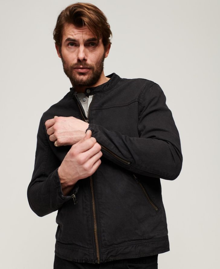ヴィンテージブルデニムレーサージャケット 男性 Superdry 衣類 濃い灰色 2J62PZ24