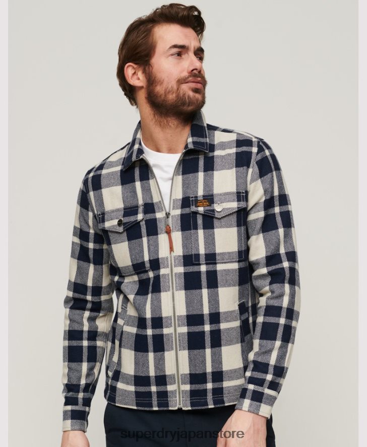 ウールジップオーバーシャ​​ツ 男性 Superdry 衣類 ライトブルー 2J62PZ240