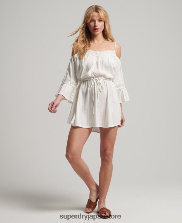 コールドショルダーミニドレス 女性 Superdry 衣類 白 2J62PZ2400