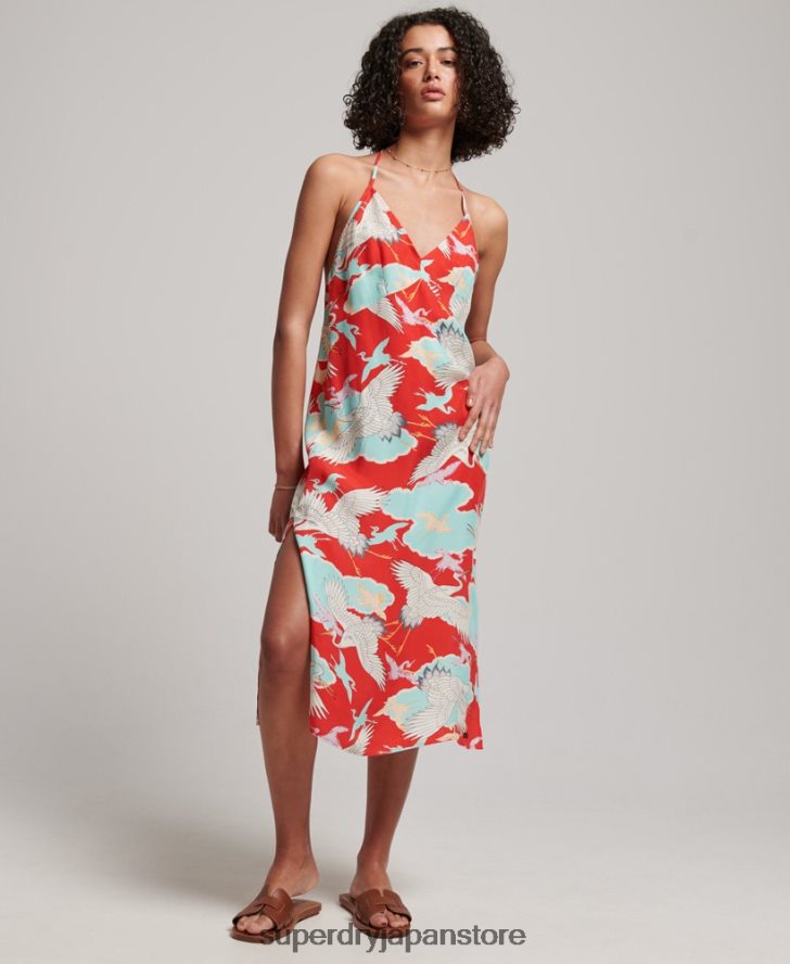 プリントミディスリップドレス 女性 Superdry 衣類 赤 2J62PZ2403