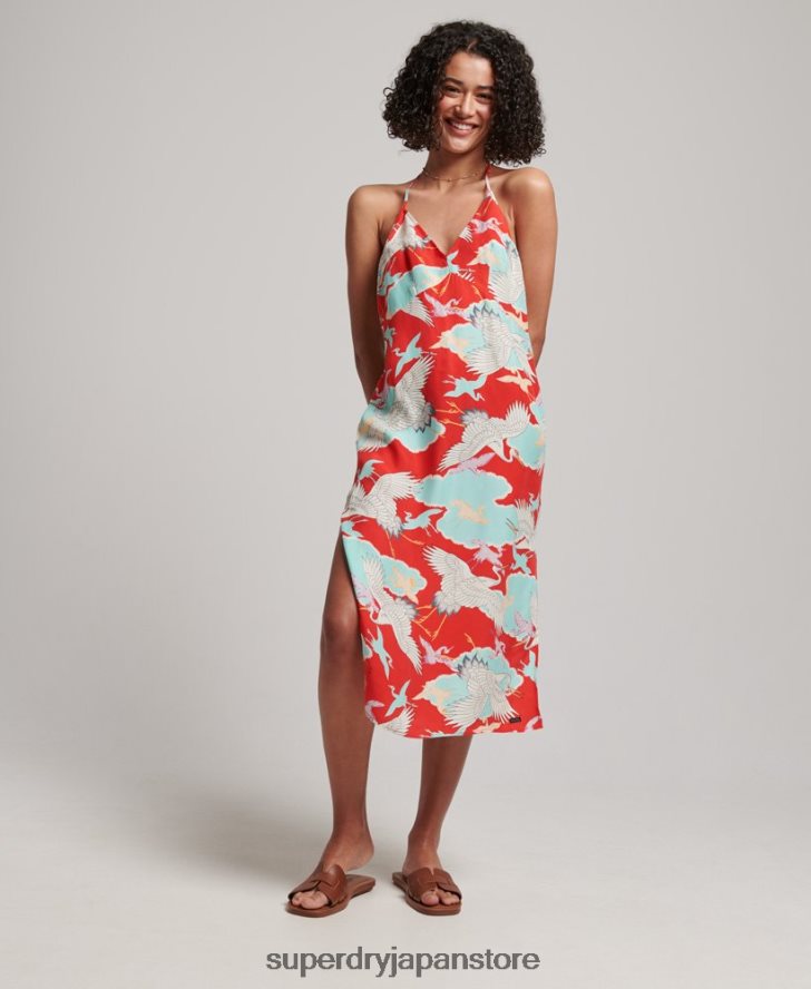 プリントミディスリップドレス 女性 Superdry 衣類 赤 2J62PZ2403