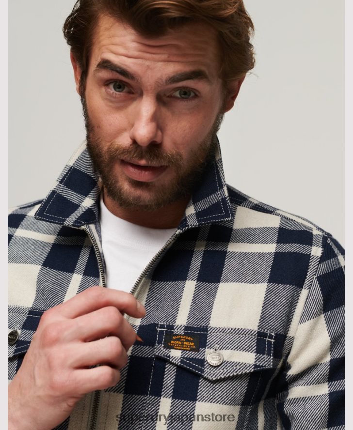 ウールジップオーバーシャ​​ツ 男性 Superdry 衣類 ライトブルー 2J62PZ240