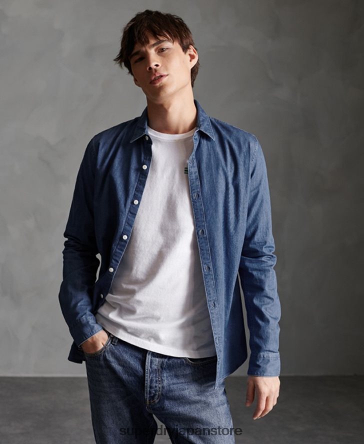 織機長袖シャツ 男性 Superdry 衣類 海軍 2J62PZ241