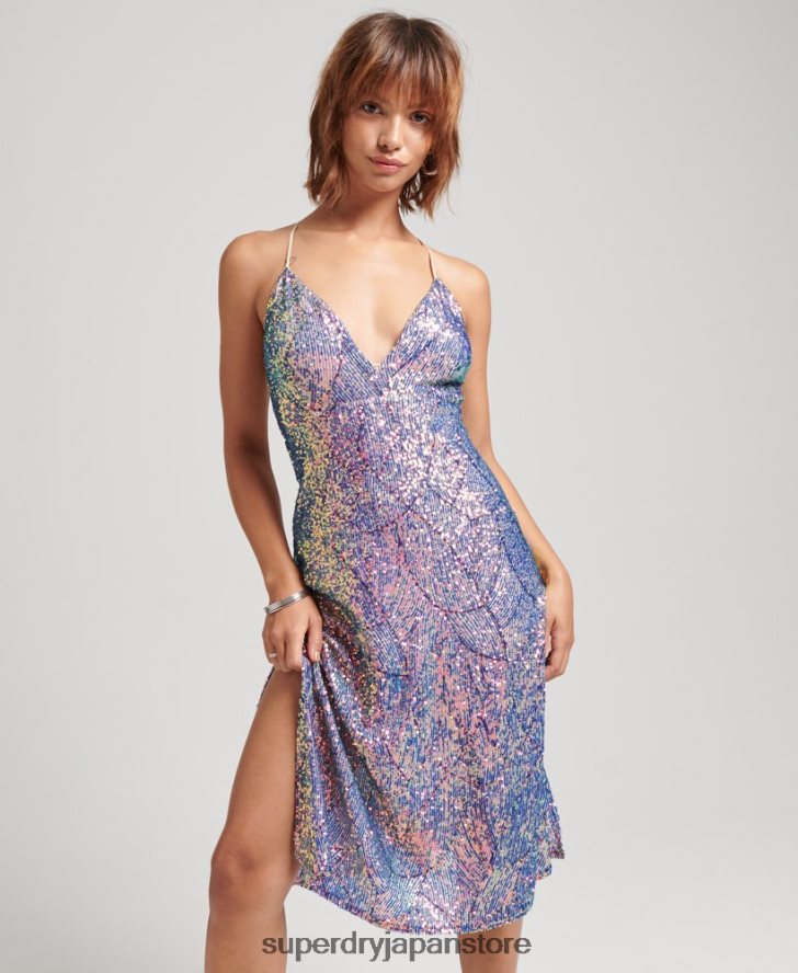 プランジスパンコール ミディスリップドレス 女性 Superdry 衣類 マルチ 2J62PZ2415