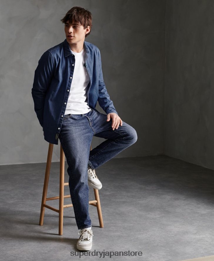 織機長袖シャツ 男性 Superdry 衣類 海軍 2J62PZ241