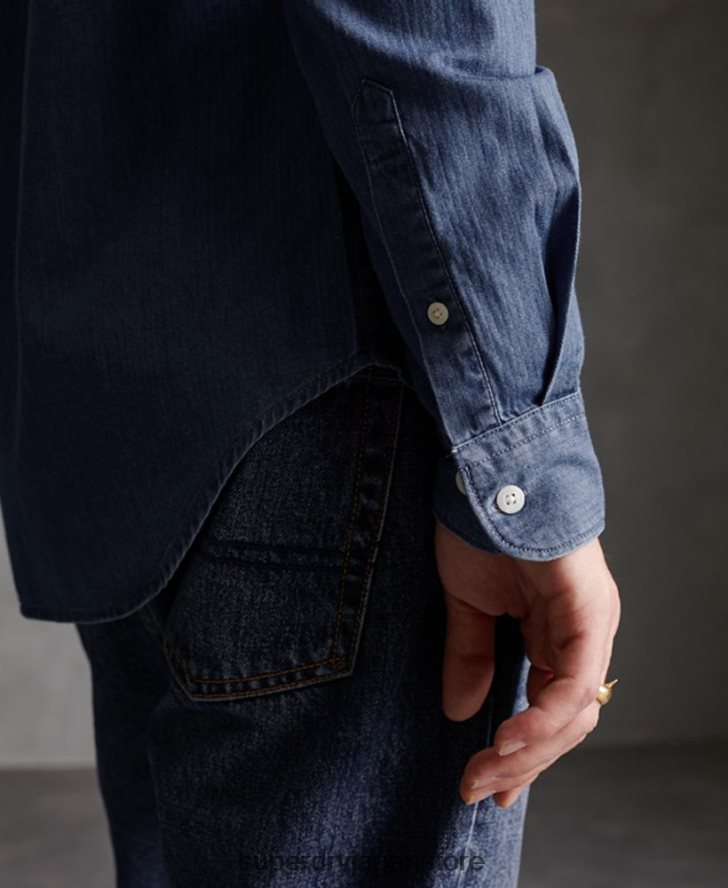 織機長袖シャツ 男性 Superdry 衣類 海軍 2J62PZ241