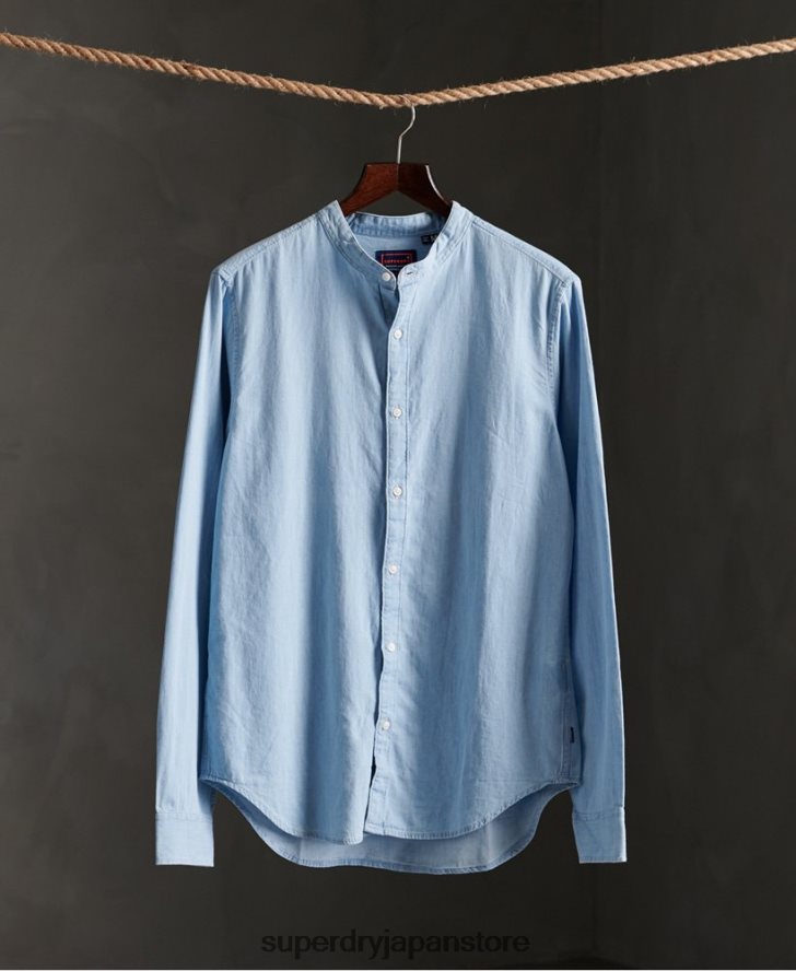 クラシックツイル ライト グランダッド シャツ 男性 Superdry 衣類 青 2J62PZ242