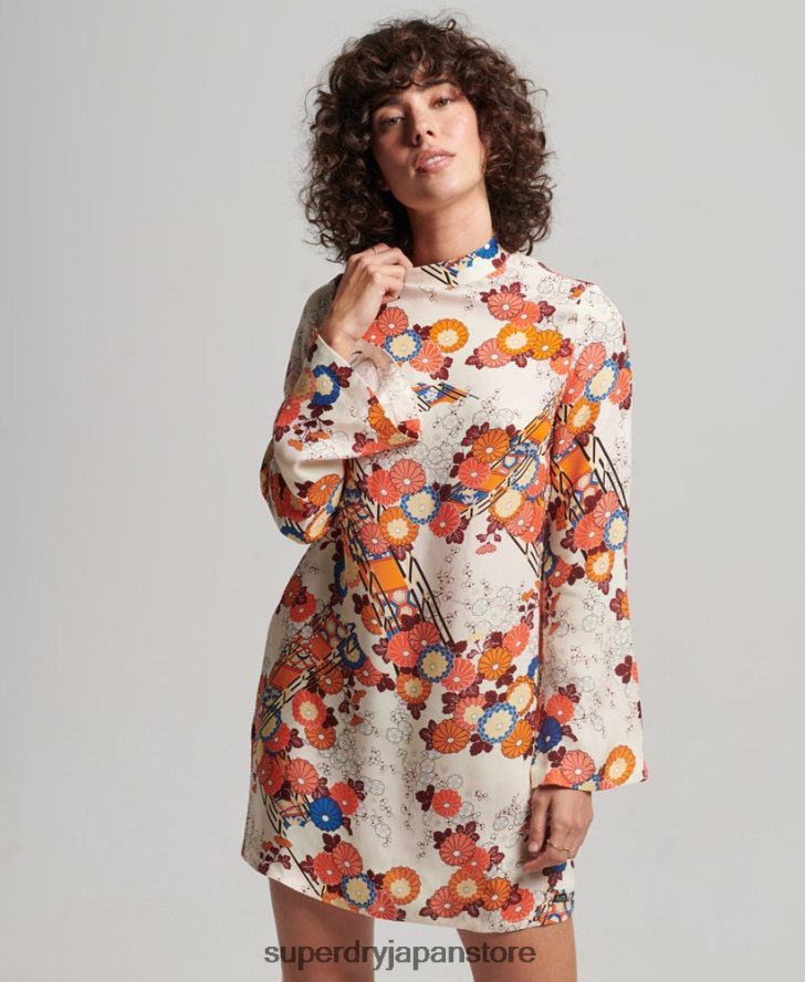 プリント長袖ミニドレス 女性 Superdry 衣類 クリーム 2J62PZ2426
