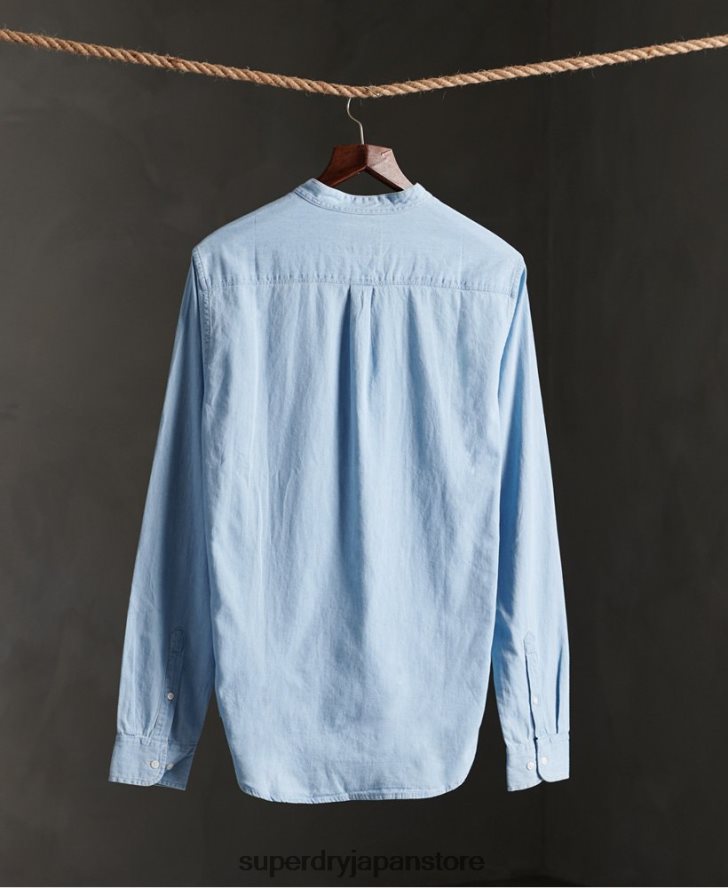 クラシックツイル ライト グランダッド シャツ 男性 Superdry 衣類 青 2J62PZ242
