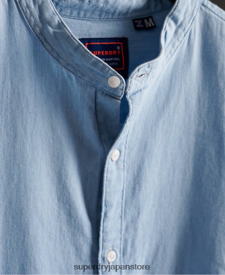 クラシックツイル ライト グランダッド シャツ 男性 Superdry 衣類 青 2J62PZ242