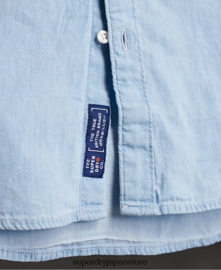 クラシックツイル ライト グランダッド シャツ 男性 Superdry 衣類 青 2J62PZ242