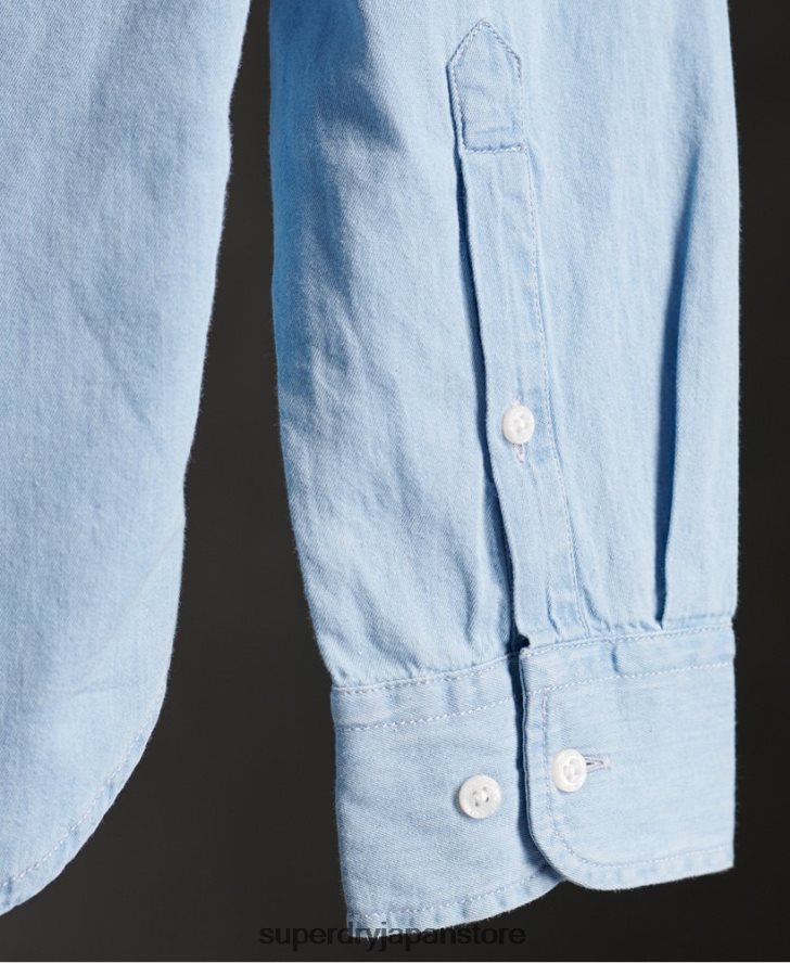 クラシックツイル ライト グランダッド シャツ 男性 Superdry 衣類 青 2J62PZ242