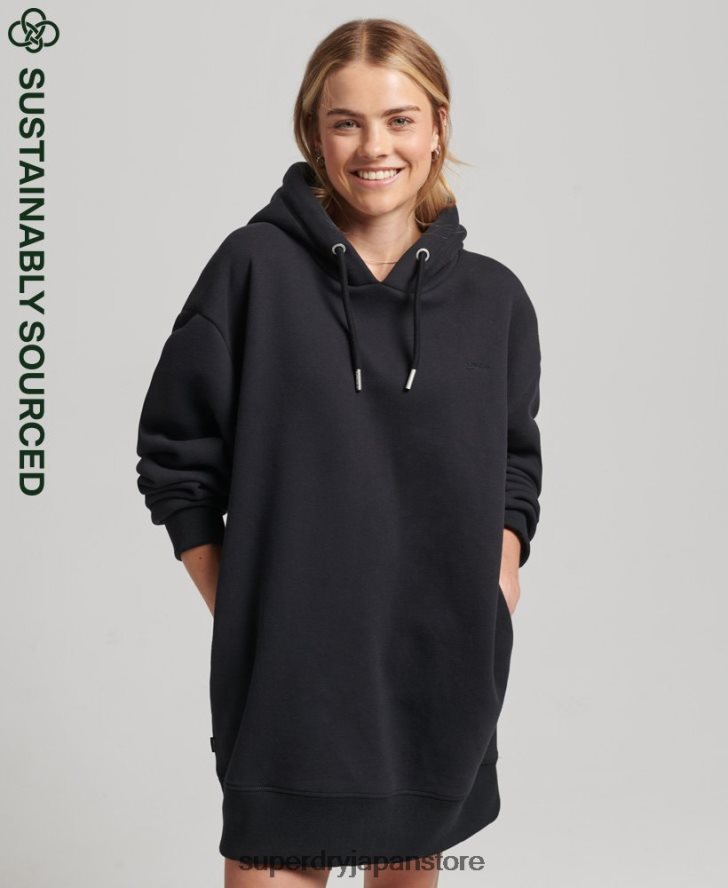 オーガニックコットン ロゴ刺繍スウェットドレス 女性 Superdry 衣類 黒 2J62PZ2434