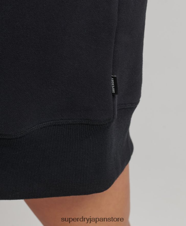 オーガニックコットン ロゴ刺繍スウェットドレス 女性 Superdry 衣類 黒 2J62PZ2434