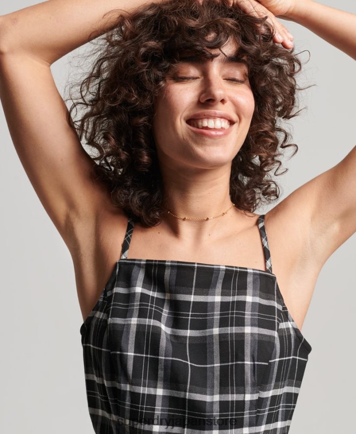 ヴィンテージチェックキャミミニドレス 女性 Superdry 衣類 黒 2J62PZ2435