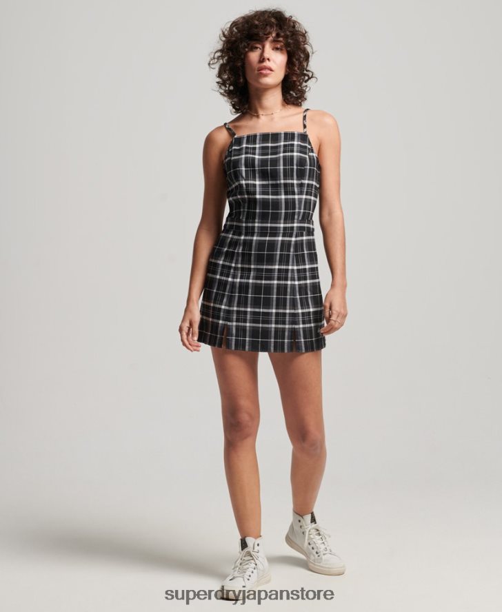 ヴィンテージチェックキャミミニドレス 女性 Superdry 衣類 黒 2J62PZ2435