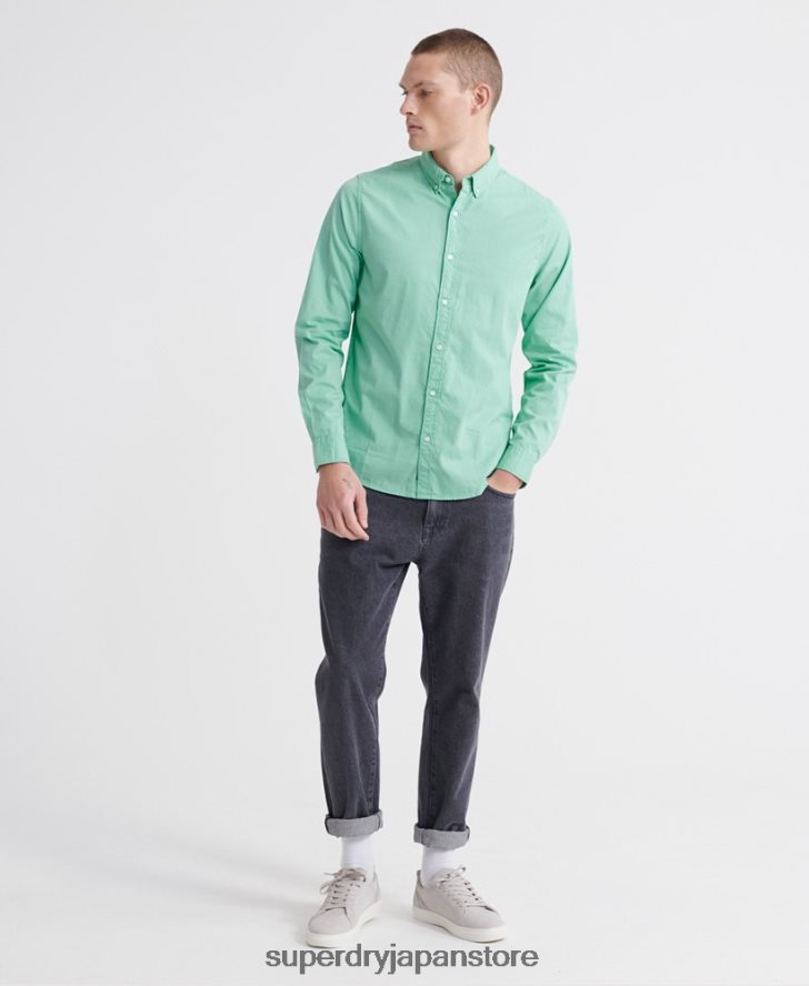 クラシックツイルライト長袖シャツ 男性 Superdry 衣類 緑 2J62PZ243