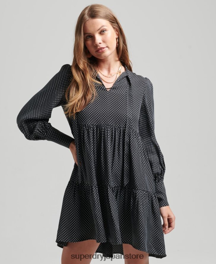 キュプラペプラムドレス 女性 Superdry 衣類 黒 2J62PZ2444
