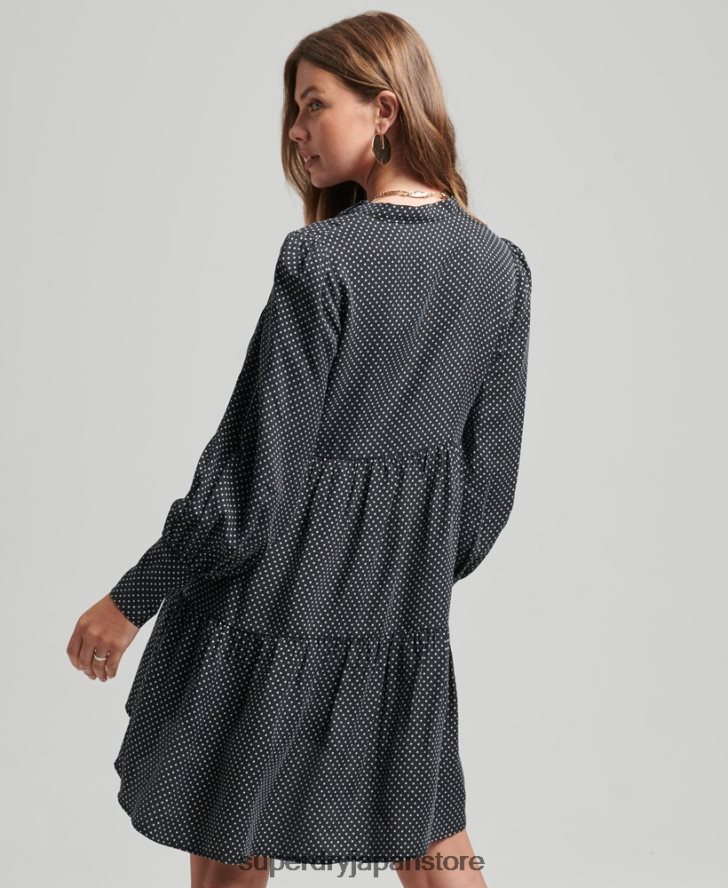 キュプラペプラムドレス 女性 Superdry 衣類 黒 2J62PZ2444