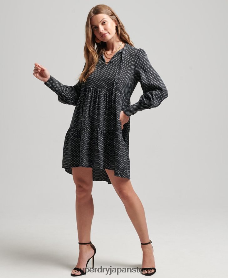 キュプラペプラムドレス 女性 Superdry 衣類 黒 2J62PZ2444