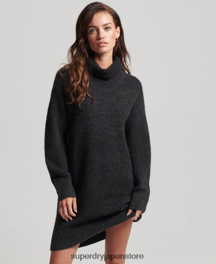 ニットロールネックジャンパードレス 女性 Superdry 衣類 濃い灰色 2J62PZ2451