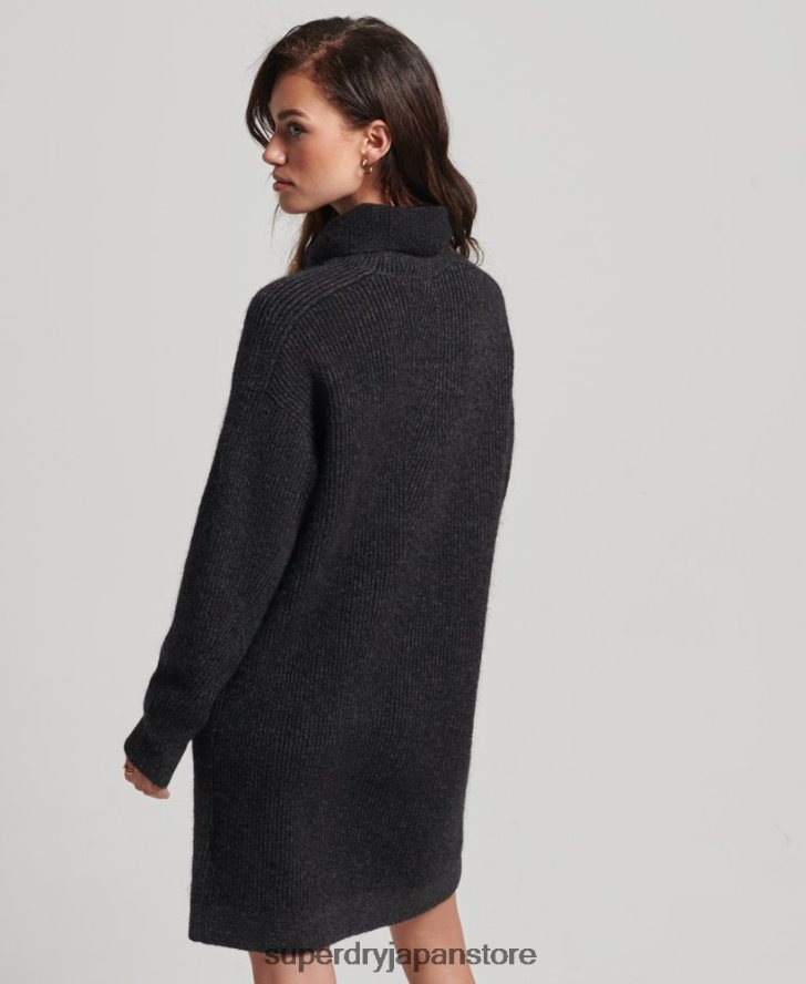 ニットロールネックジャンパードレス 女性 Superdry 衣類 濃い灰色 2J62PZ2451