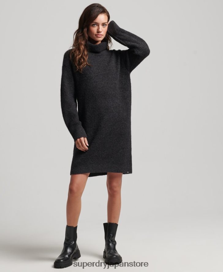 ニットロールネックジャンパードレス 女性 Superdry 衣類 濃い灰色 2J62PZ2451