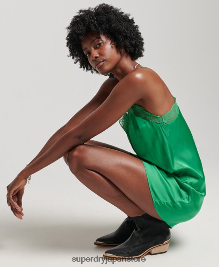 サテンキャミミニドレス 女性 Superdry 衣類 緑 2J62PZ2452