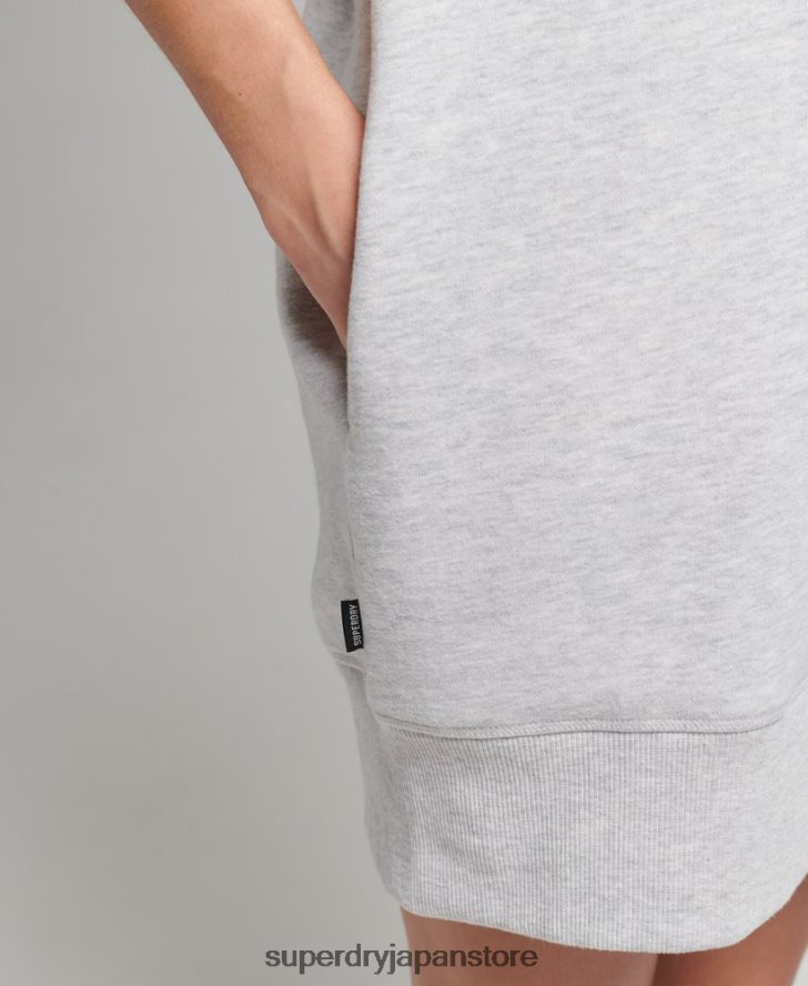 オーガニックコットン ロゴ刺繍スウェットドレス 女性 Superdry 衣類 ライトグレー 2J62PZ2461