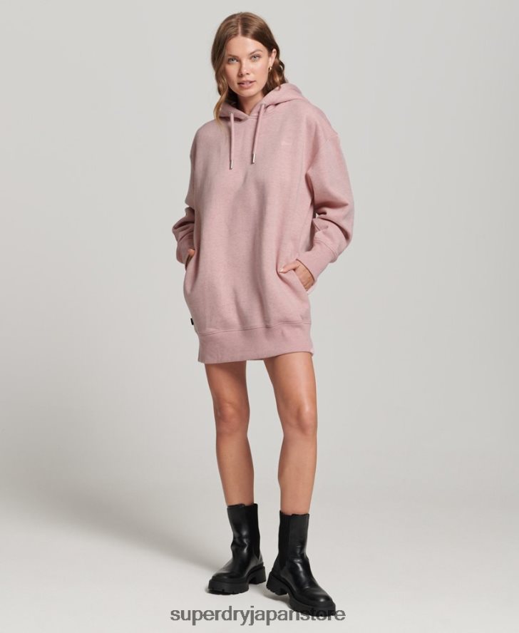 オーガニックコットン ロゴ刺繍スウェットドレス 女性 Superdry 衣類 ピンク 2J62PZ2463