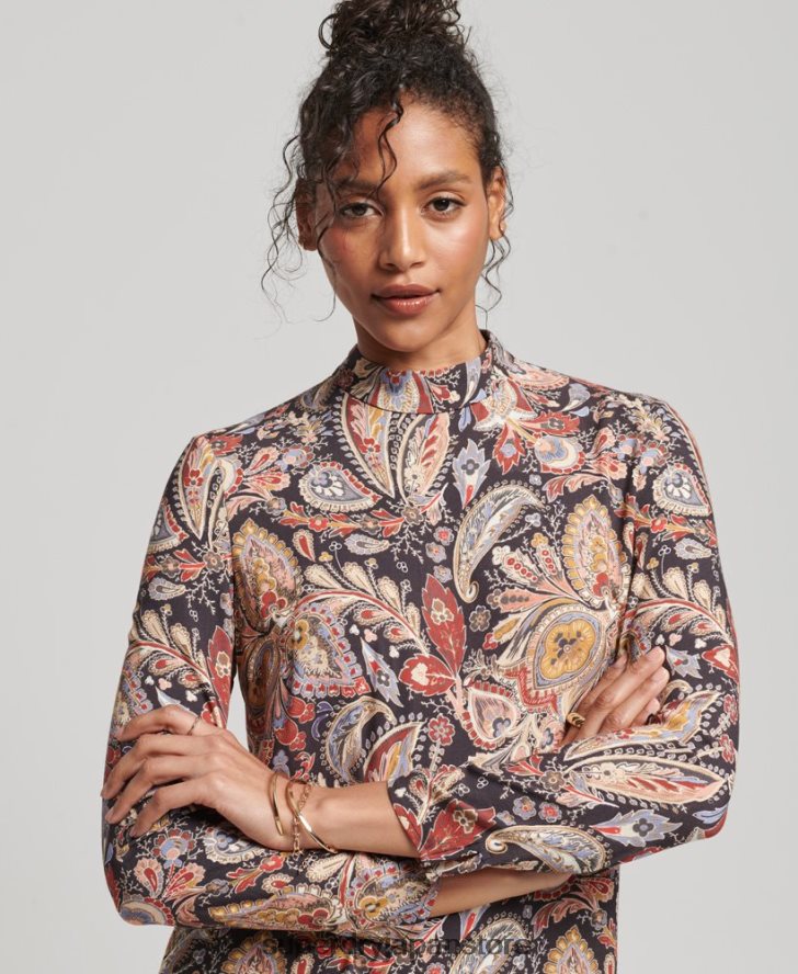 長袖プリントミニドレス 女性 Superdry 衣類 黄褐色 2J62PZ2476