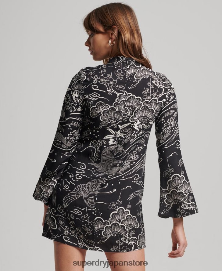 プリント長袖ミニドレス 女性 Superdry 衣類 黒 2J62PZ2479