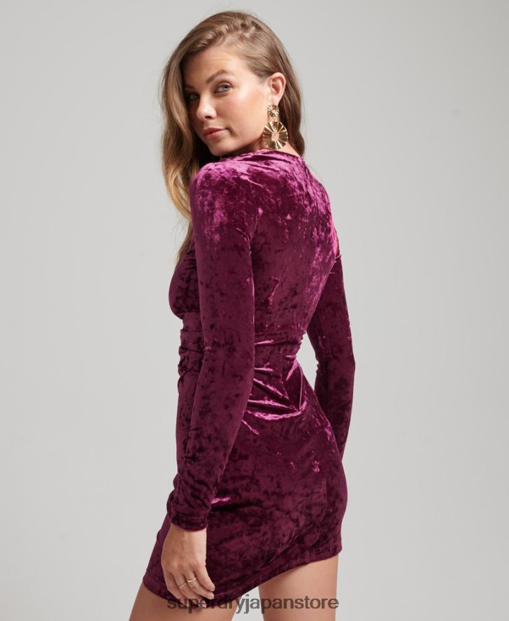 ベルベット長袖ミニドレス 女性 Superdry 衣類 ピンク 2J62PZ2481