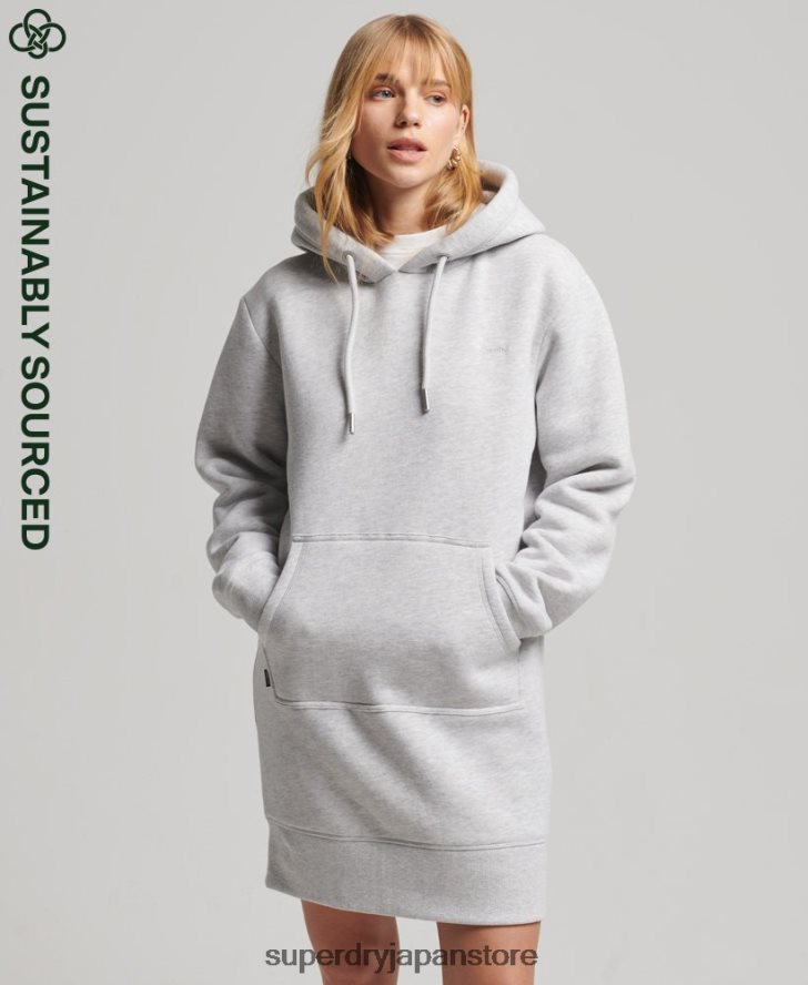 オーガニックコットンのヴィンテージロゴパーカードレス 女性 Superdry 衣類 ライトグレー 2J62PZ2482